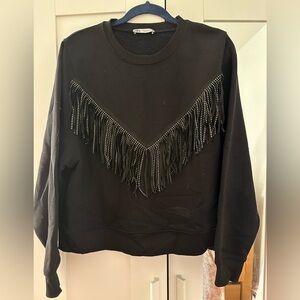 ZARA 🌸Black Fringe Sweater❤️
